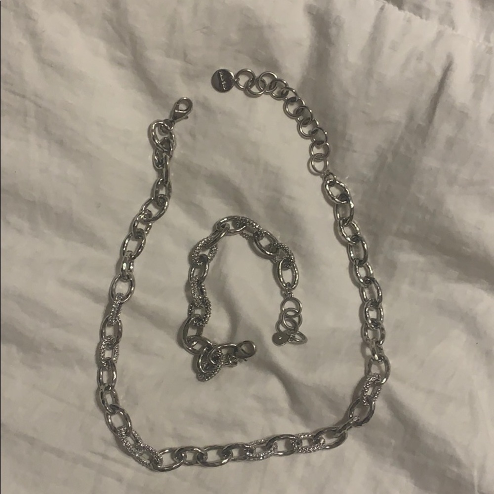 Stella & Dot silver necklace and bracelet
